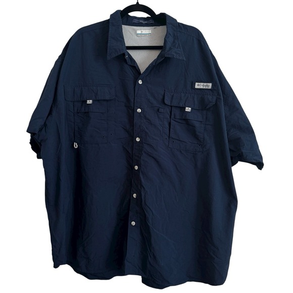 Columbia PFG Fishing Bahama Omni-Shade Vented 4 Pocket Shirt NAVY BLUE 4X - Picture 1 of 7